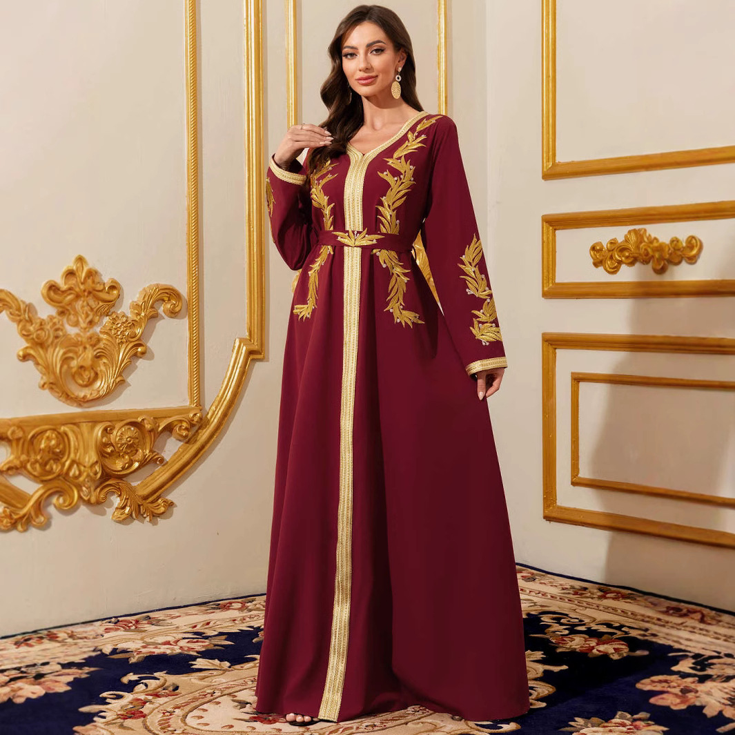 Burgundy lace long-sleeve maxi dress - Vilmere