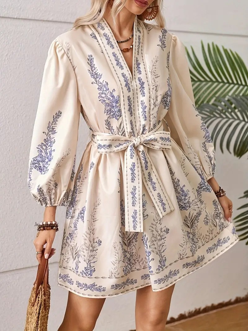 Bohemian floral long-sleeve midi dress - Vilmere