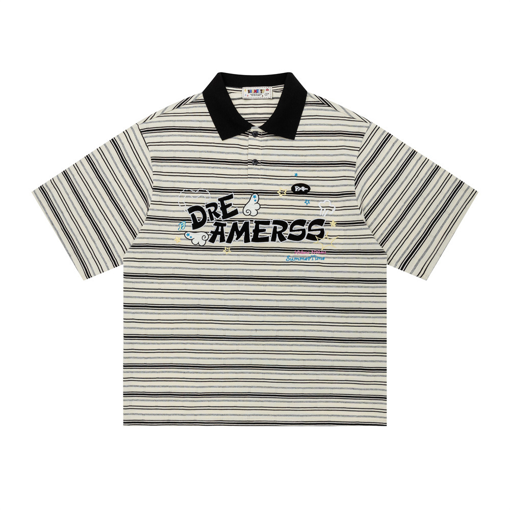 Striped short sleeved polo shirt
