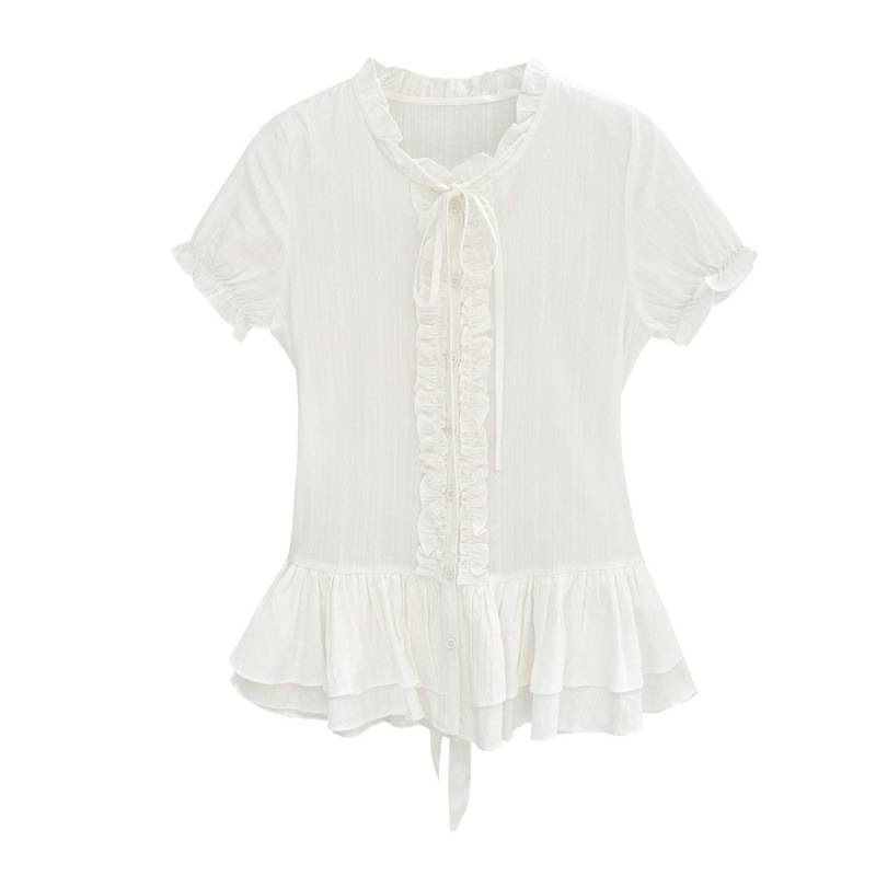 Short Sleeve Blouse Women's Elegant Top