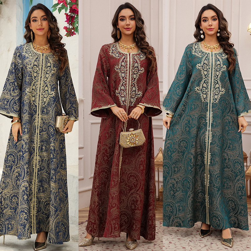 Embroidered lace-up kaftan maxi dress - Vilmere