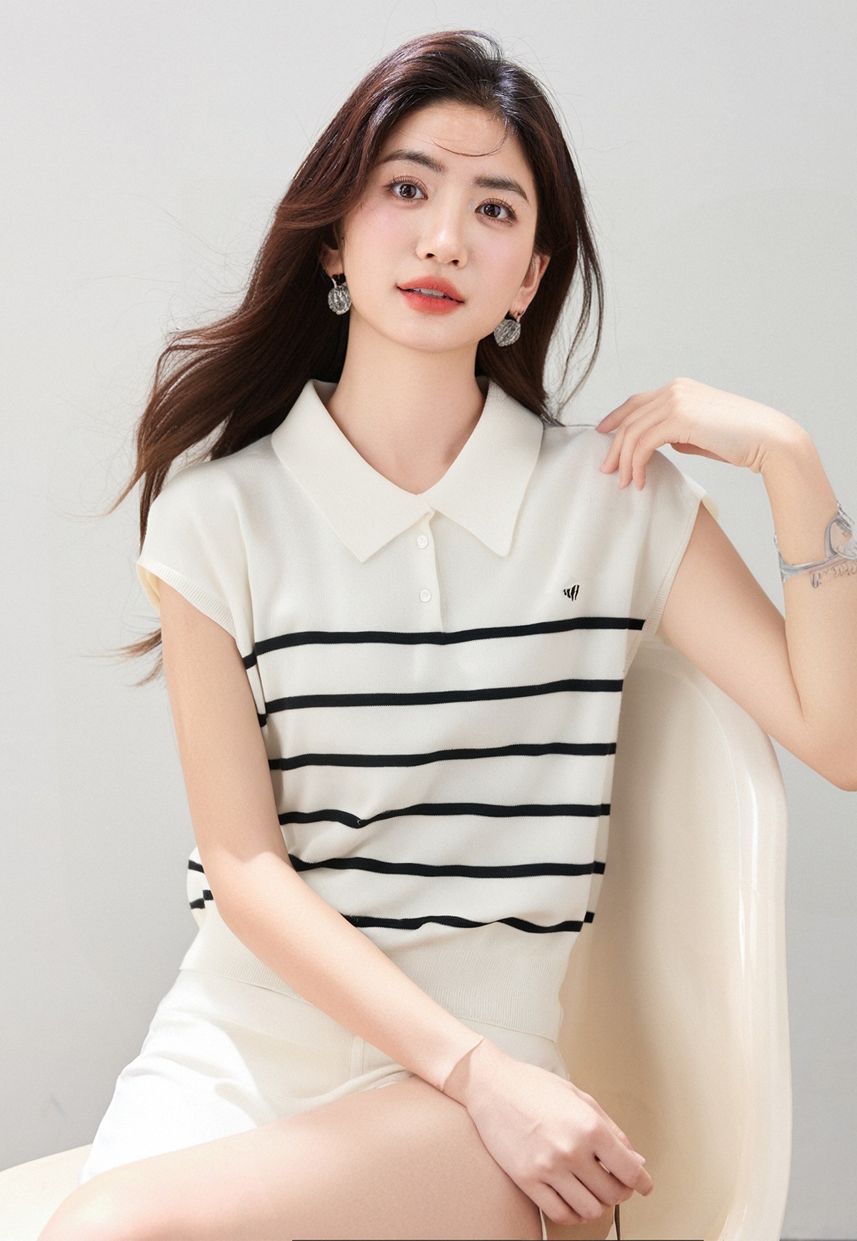 Minimalist Retro Polo Neck Sleeveless Knit Top for Women, Summer Casual Slim Fit Stylish T-Shirt Blouse 4D4F6B0AC3586D7CCD2DC1FBA16E4A6C