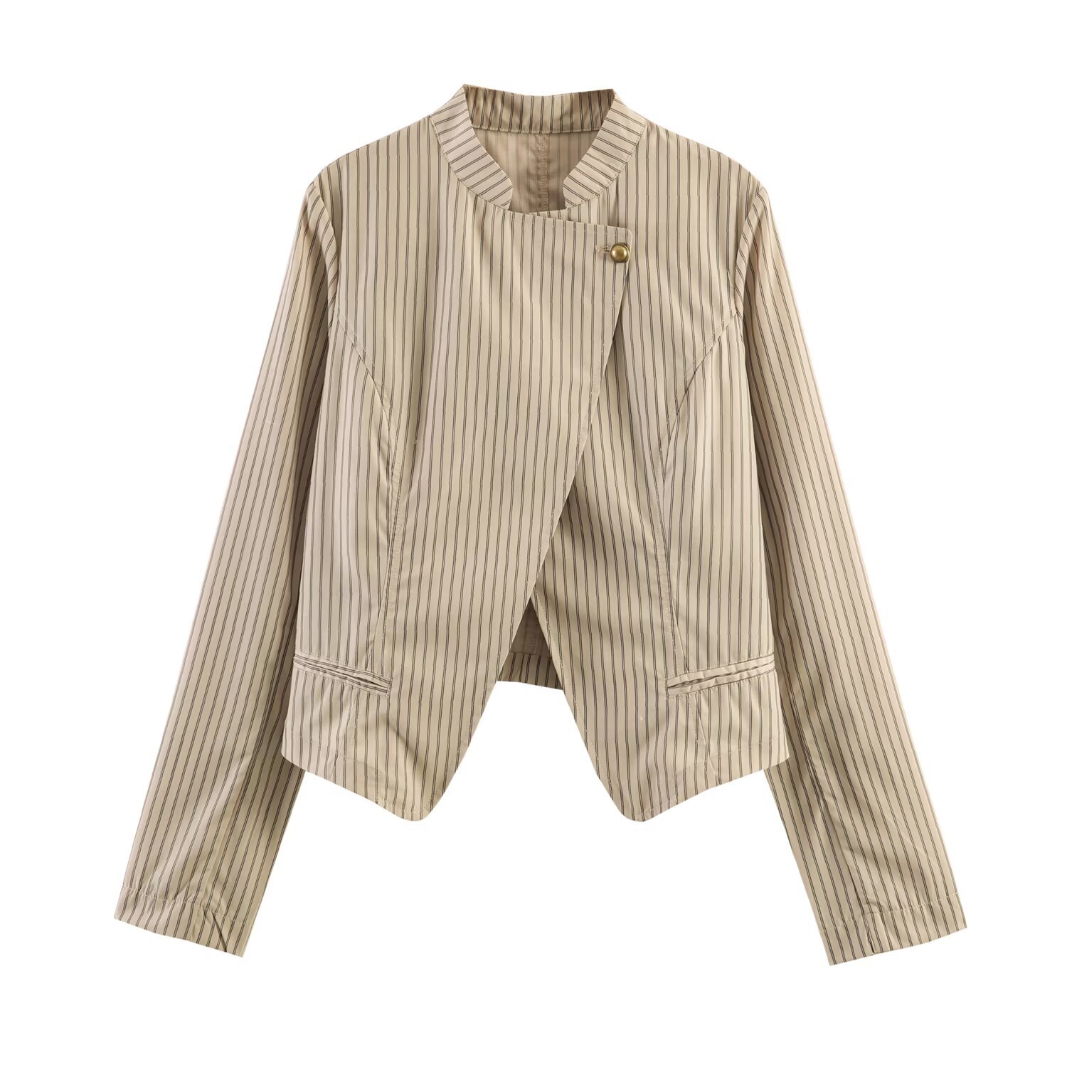 Street striped double breasted suit jacket