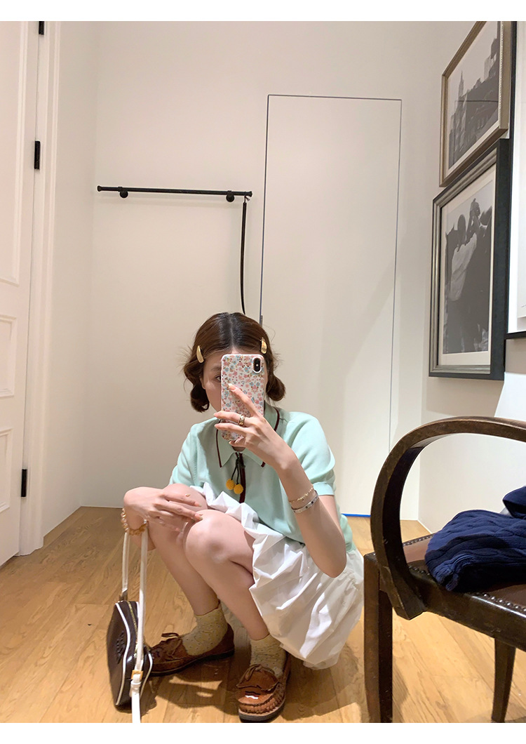 Cherry Color-blocked Polo Knit Shirt with Silk Lyocell Blend 5A10652BA1B742DB0275F3C2C2F48F44
