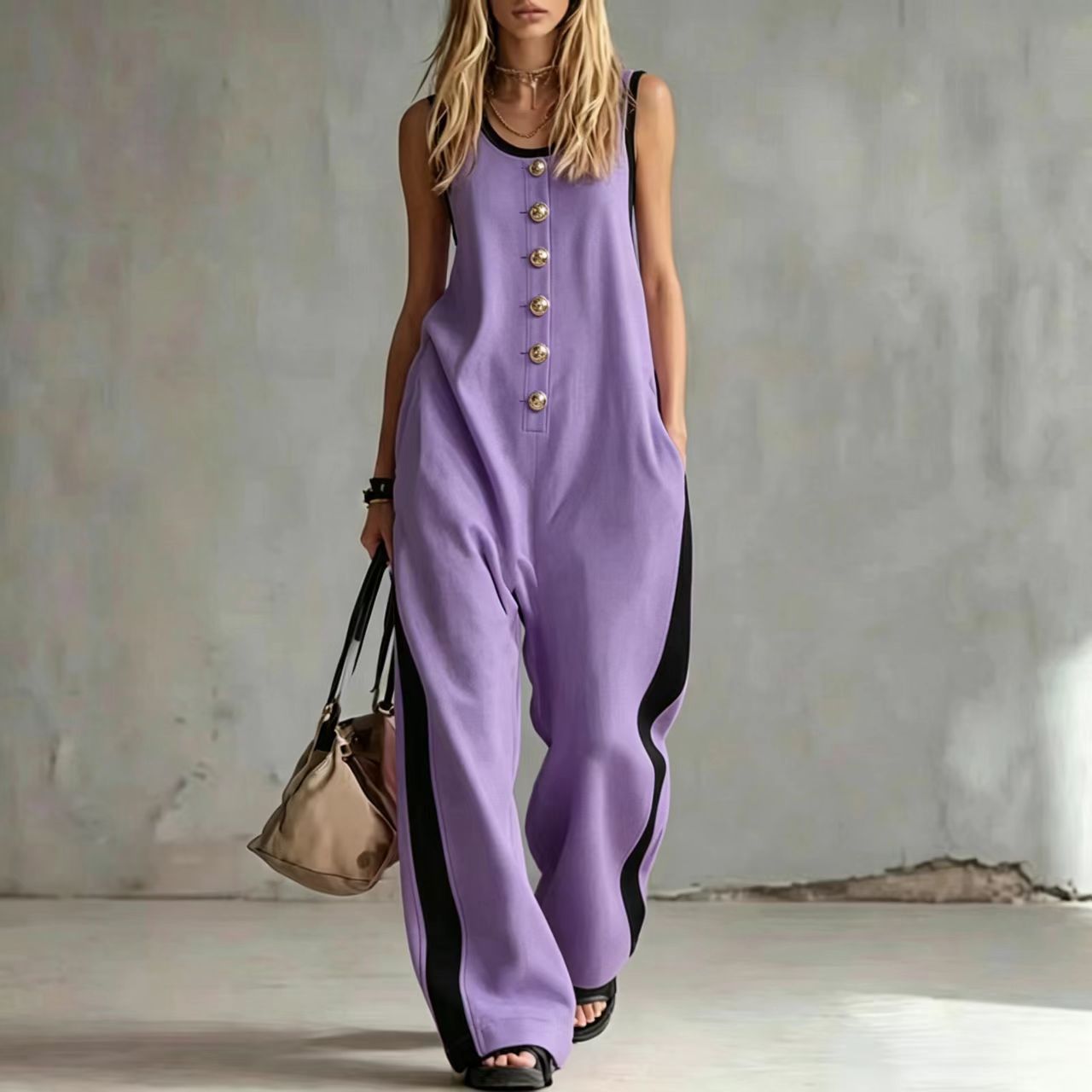Mono mujer sin mangas color violeta oscuro