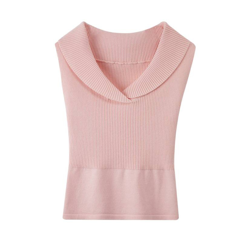 Turn-Down Collar Sleeveless Tank Top Elegant Women's Vest