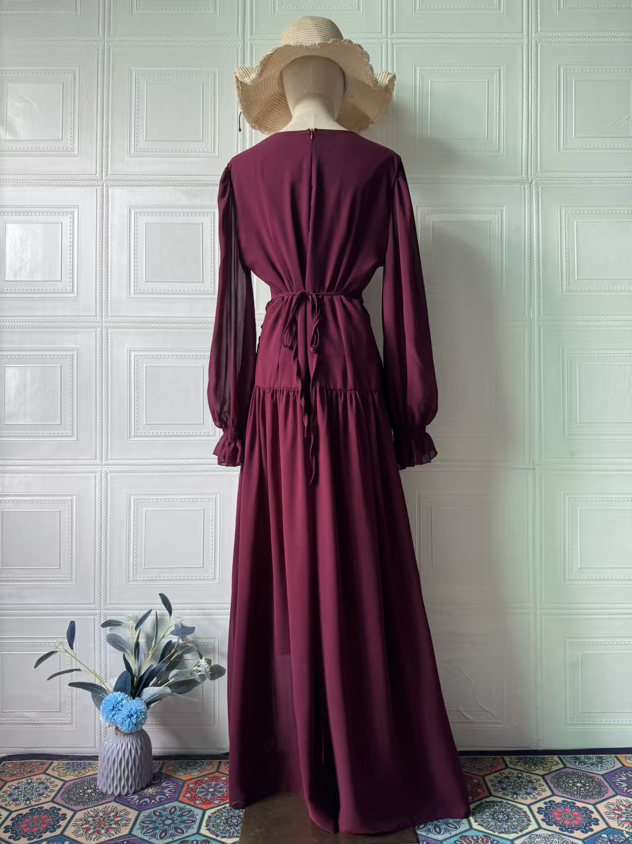 High waist A-line dress side view