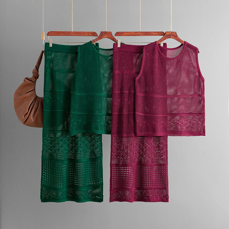 Conjunto de punto sin mangas negro