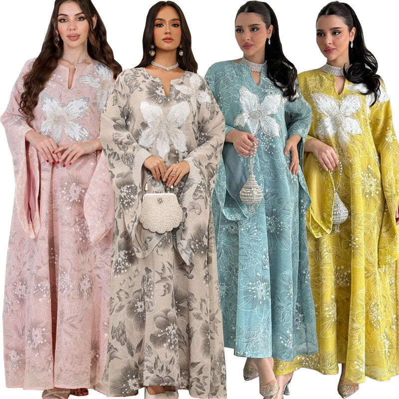 Sequin embroidered hooded maxi dress - Vilmere