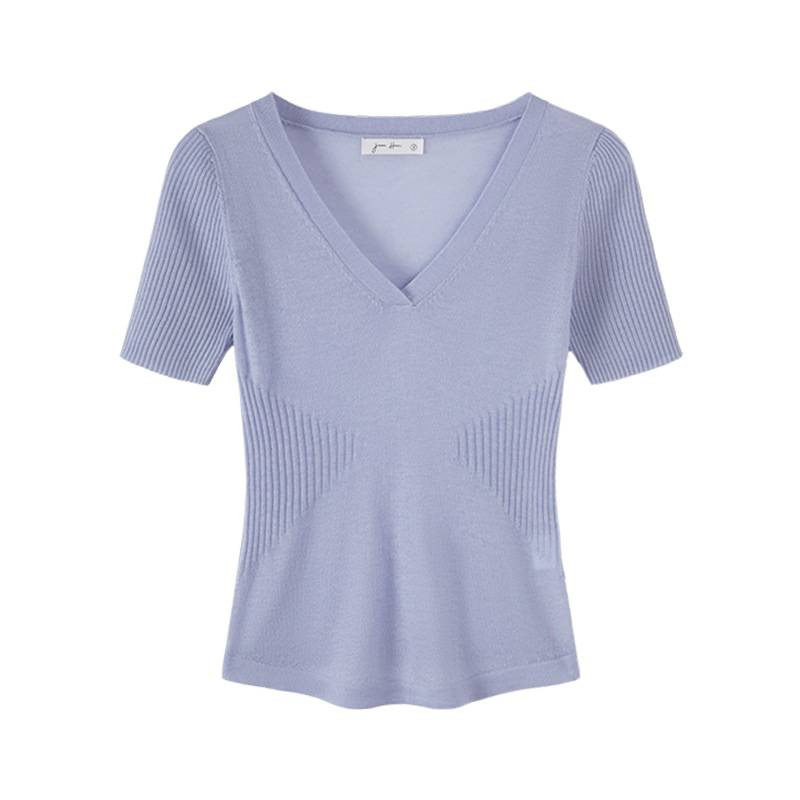 V-neck Fitted Wool Knitwear for Women