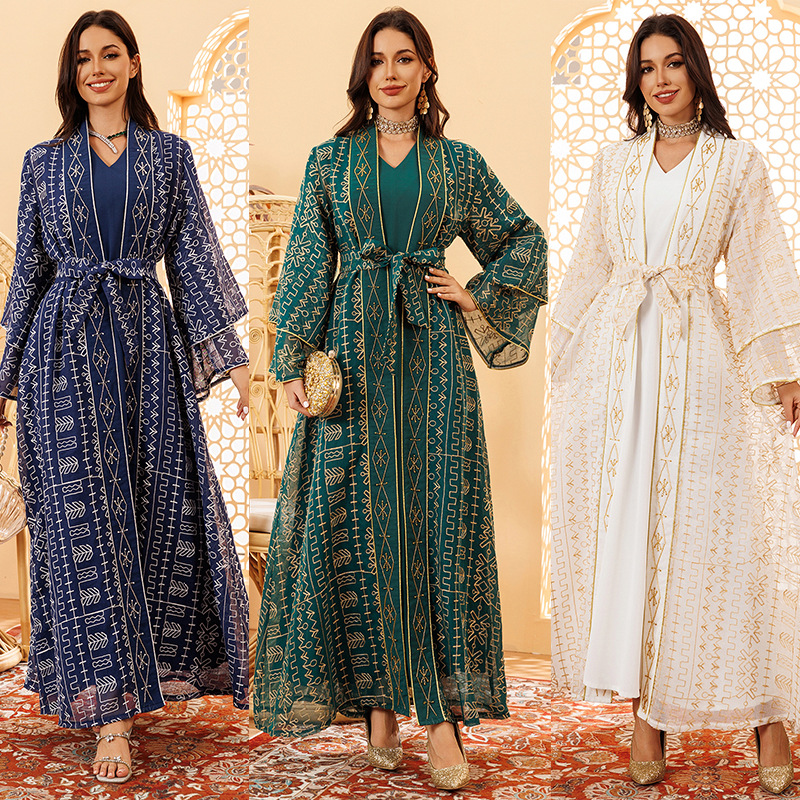 Mesh embroidery two-piece maxi dress - Vilmere