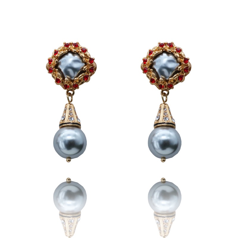 Glass pearl long sweater chain set