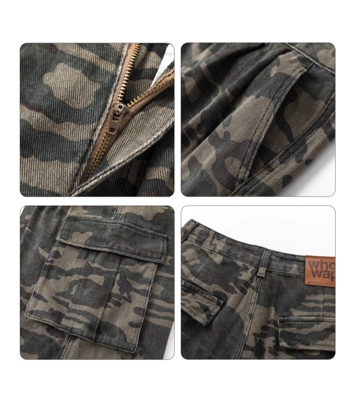 Pantalones cortos cargo camuflados de mezclilla