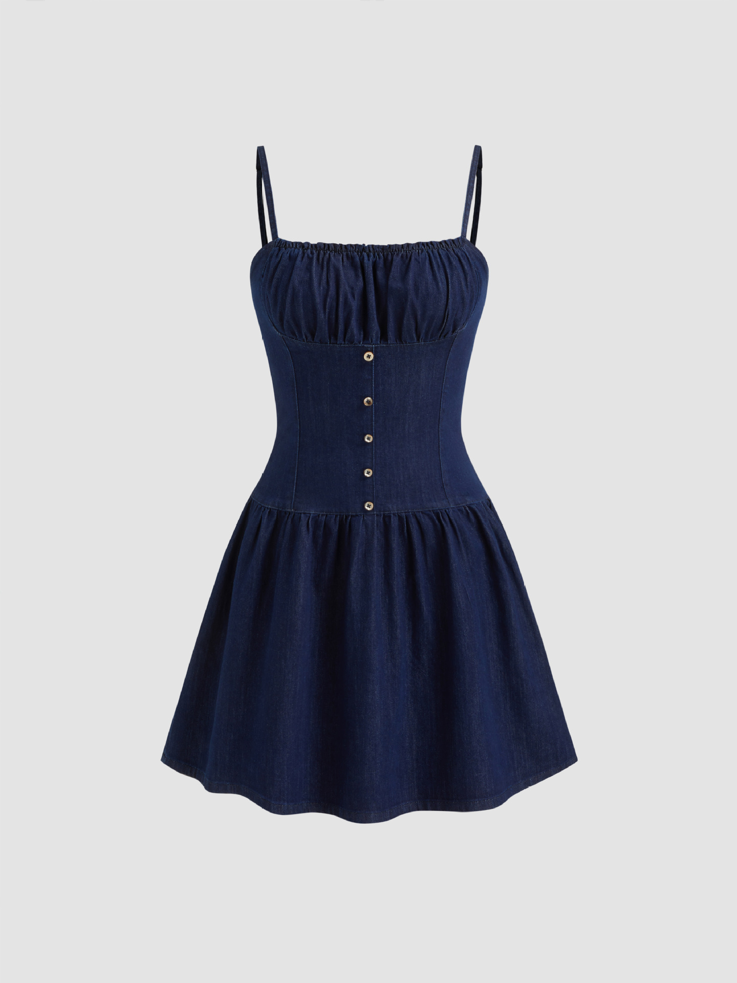 Women's deep blue one-shoulder mini dress lifestyle photo – fitted sleeveless elegant style