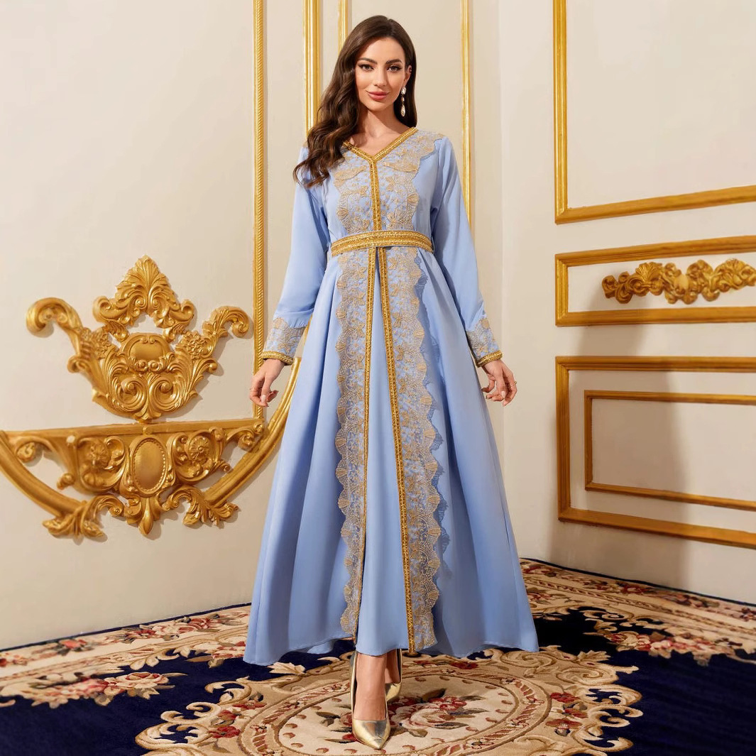Lace V-neck long-sleeve maxi dress - Vilmere