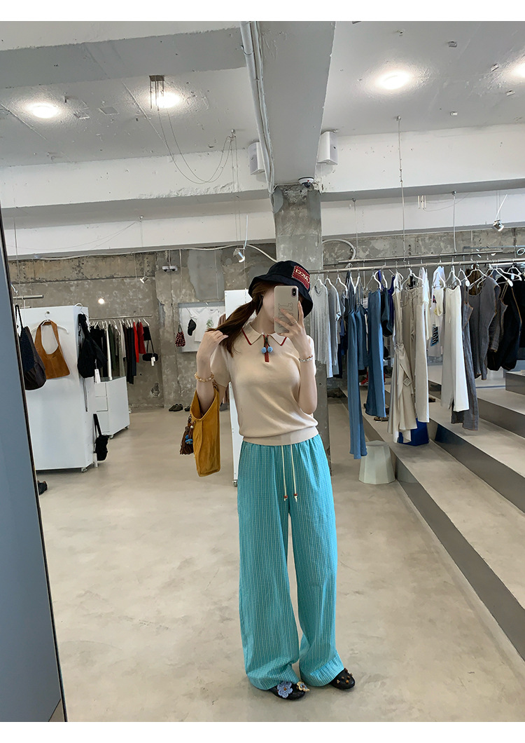 Cherry Color-blocked Polo Knit Shirt with Silk Lyocell Blend 8CCBCE6D309279A21CBA4CD86D60E71B