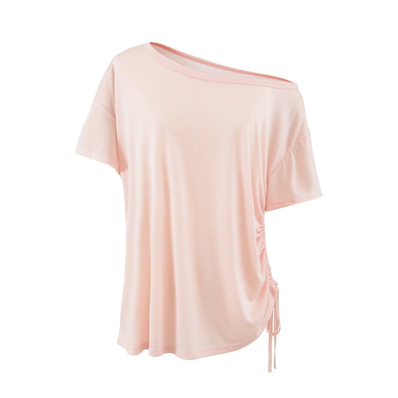 Slant neck short sleeved T-shirt for women