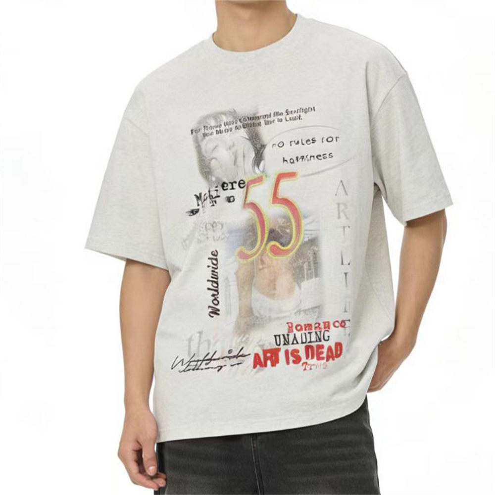 Portrait printed pure cotton short sleeved t-shirt