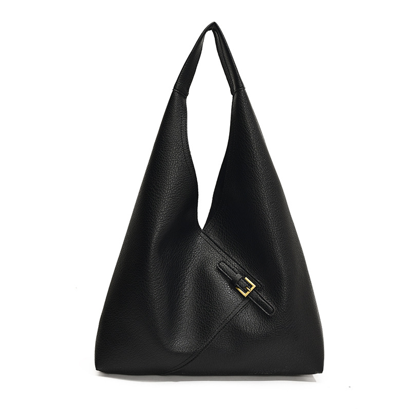Solid color soft leather underarm bag