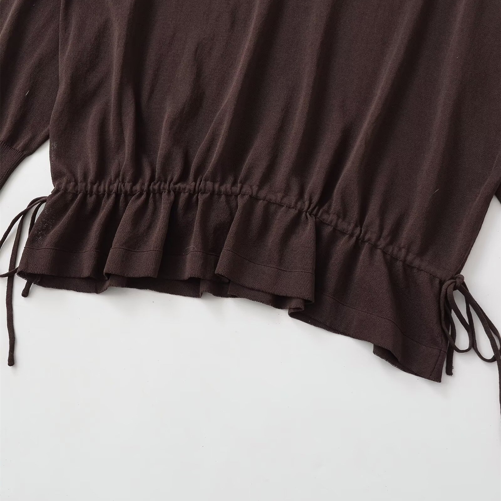 Long sleeved pleated decorative polo knit shirt psc (3)