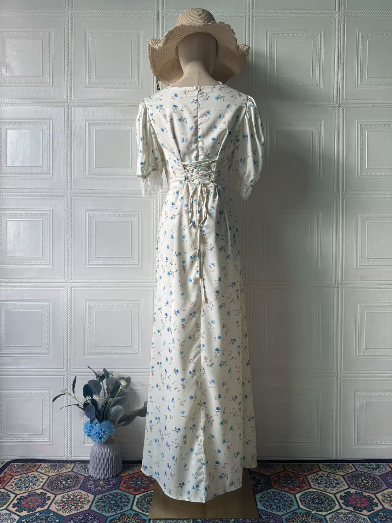 Elegant floral print dress front view