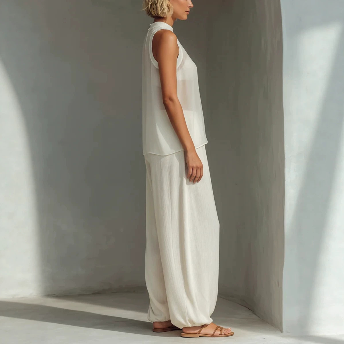 Pantalones anchos con cordón