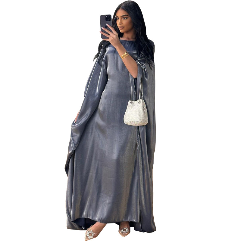 Shiny Satin Fitted Dress for Evening Party, Spring and Summer Style