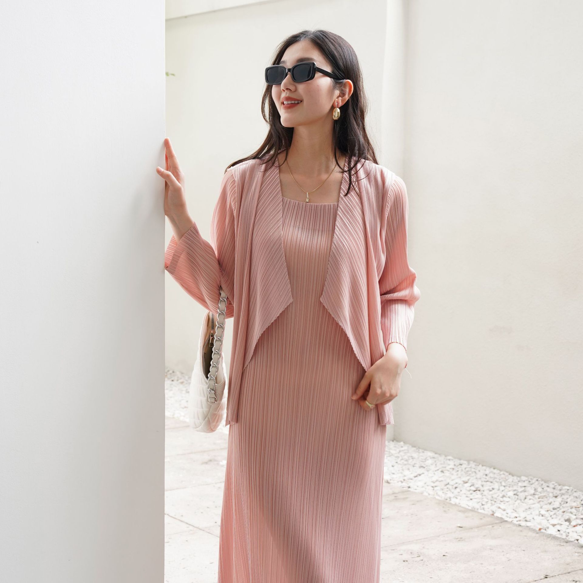 High-end Pleated Cardigan Coat, Casual Long Sleeve Outerwear Spring and Autumn New Arrival, Premium