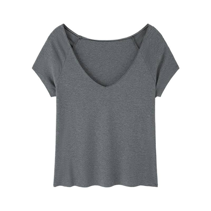 Style White Loose Lazy Deep V-Neck Short Sleeve T-Shirt Unique Top