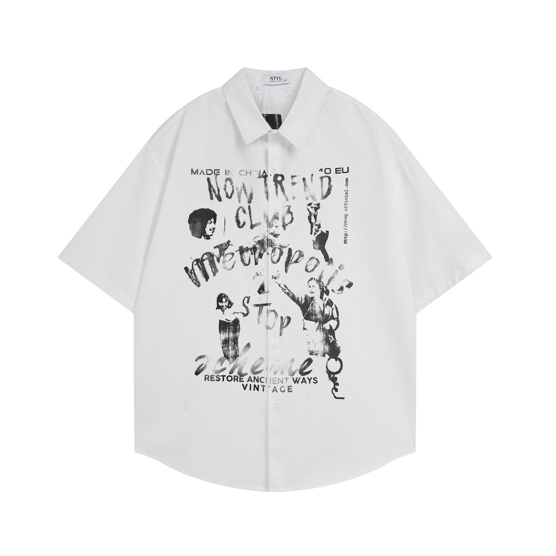 Antique character printed short sleeved shirt
