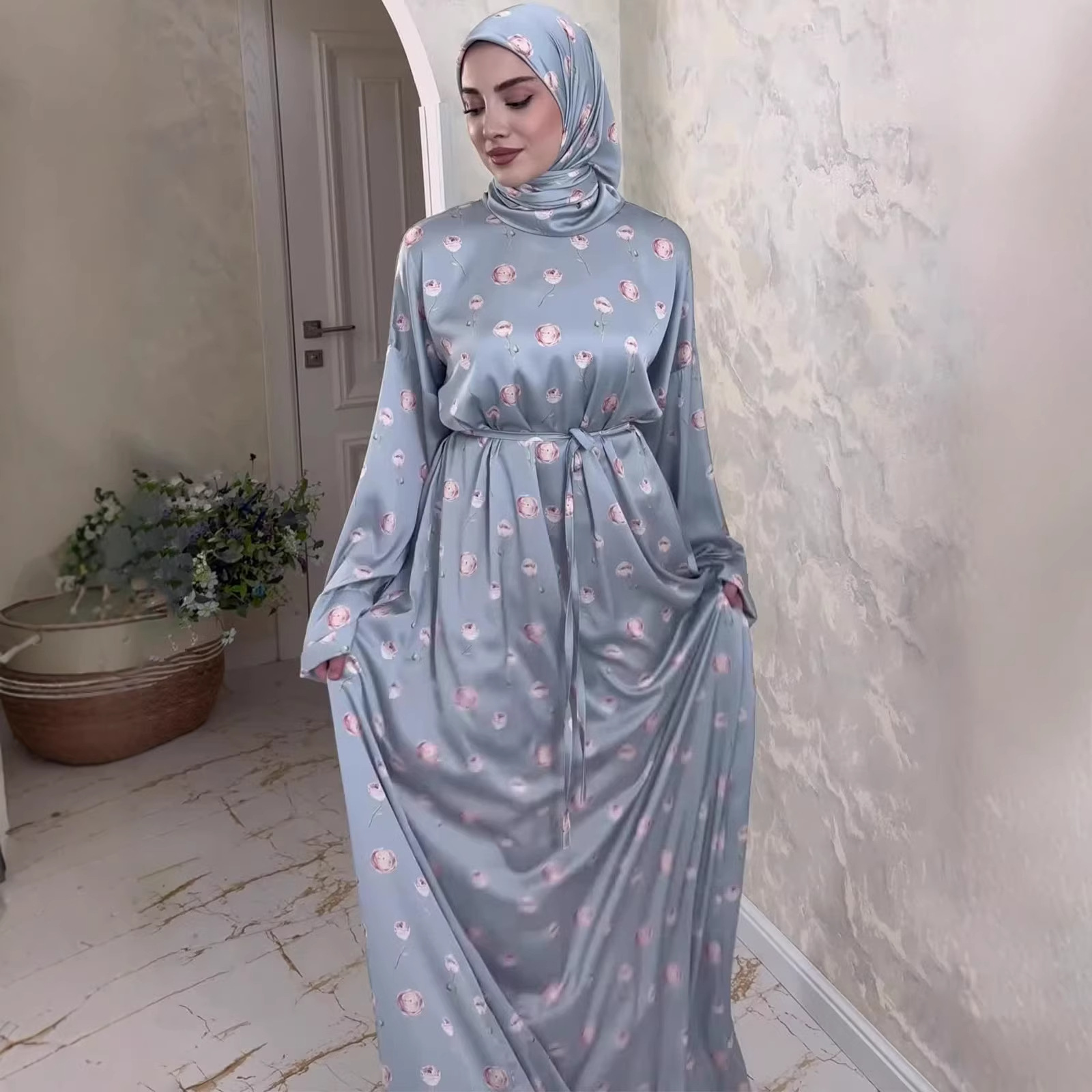 NewPrinted Elegant Summer Loose Long Sleeve Maxi Dress
