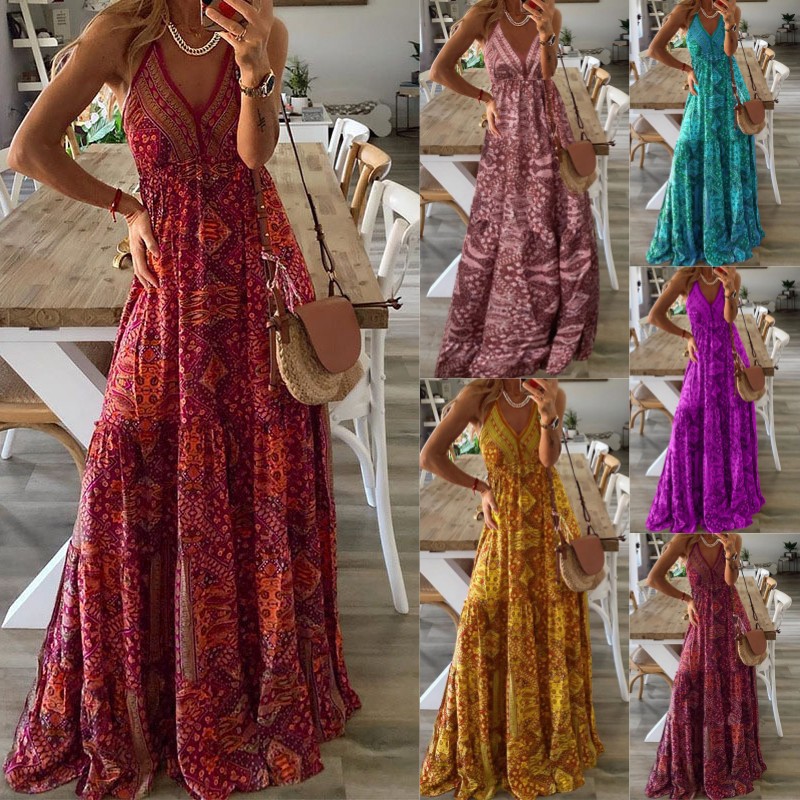 Floral print sleeveless V-neck maxi dress - Vilmere