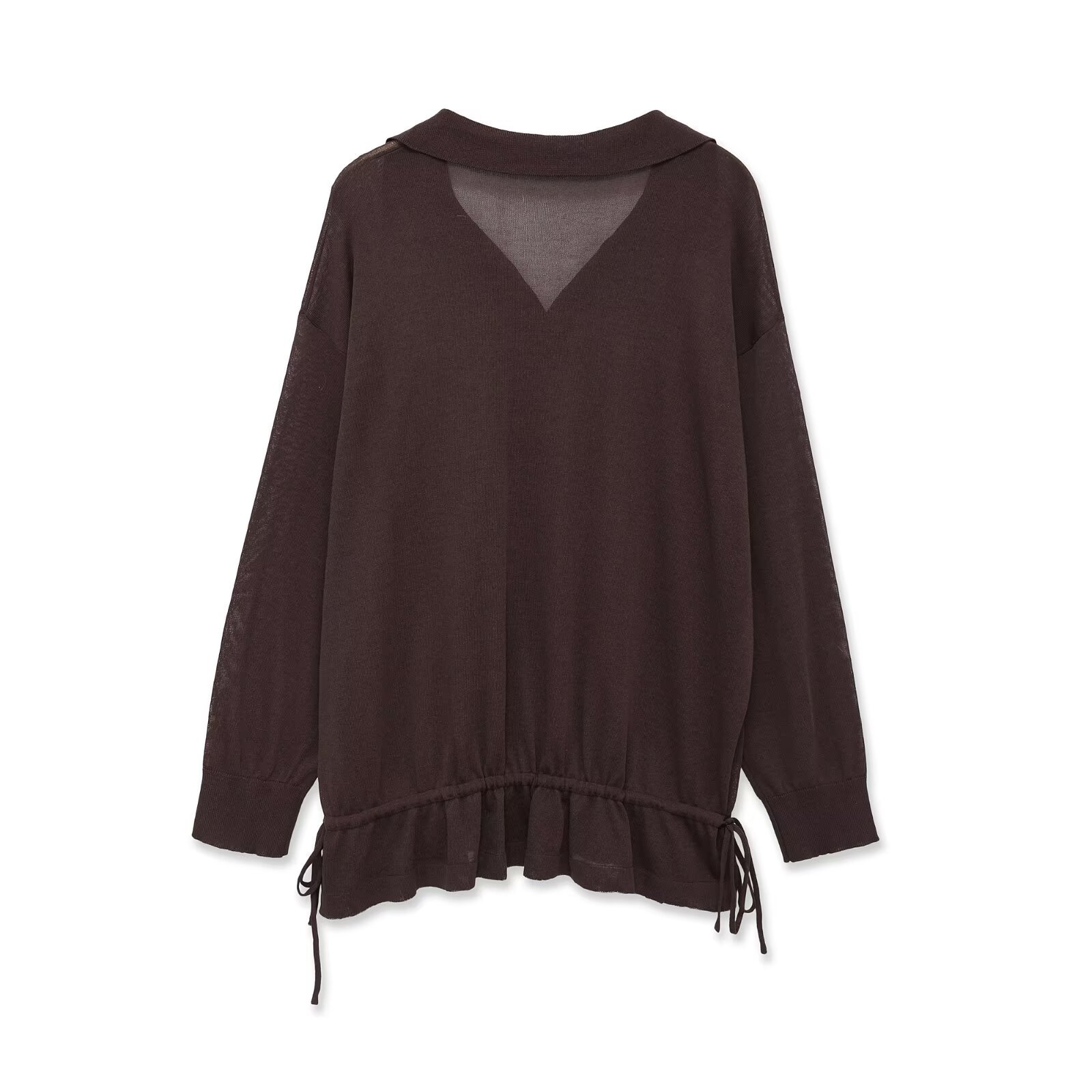 Long sleeved pleated decorative polo knit shirt psc (1)