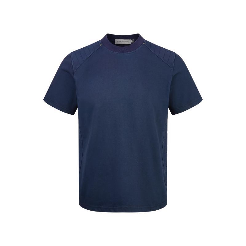 Stitched Cut Wrinkle-Resistant Structured Casual Regular Shoulder Short Sleeve T-Shirt for Men