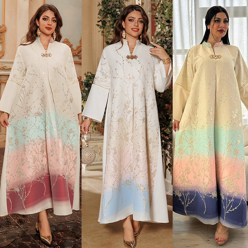 Gradient embroidered lace-up maxi dress - Vilmere