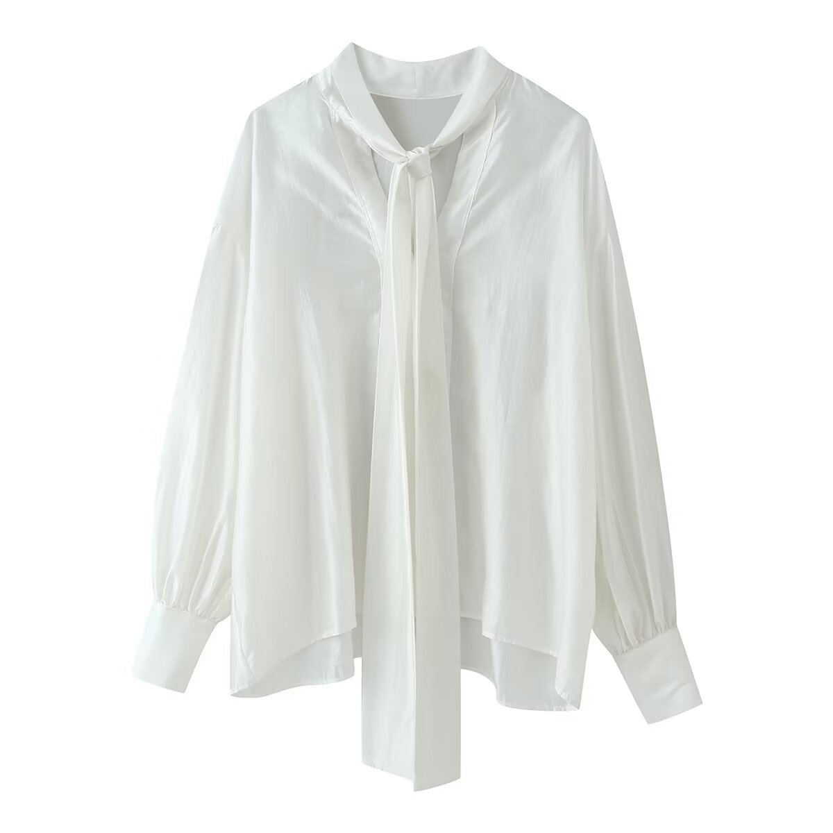 Simple satin bow decorated shirt