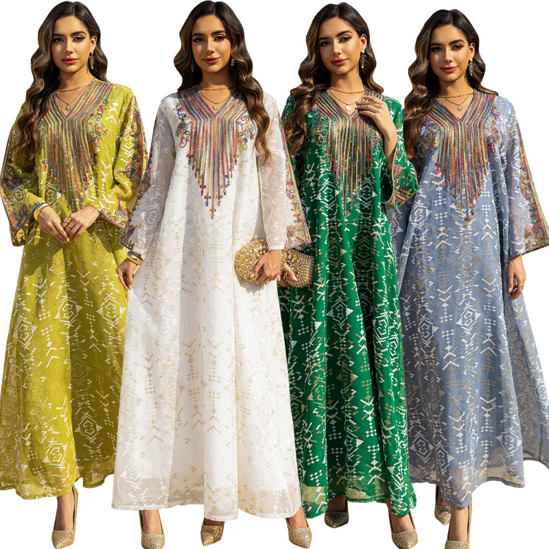 Embroidered applique patchwork evening maxi dress - Vilmere