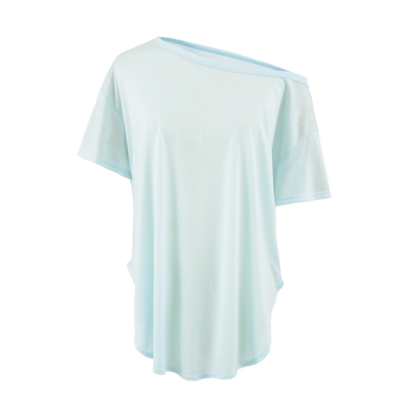 Slant neck short sleeved top for women