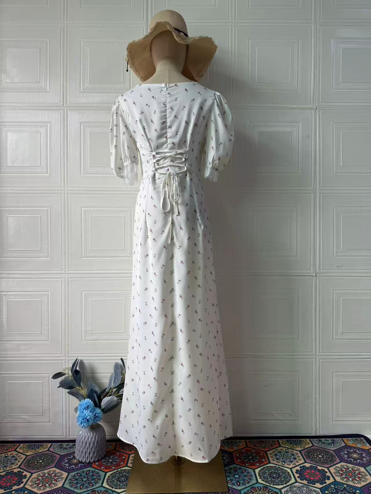 A-line belted dress side view