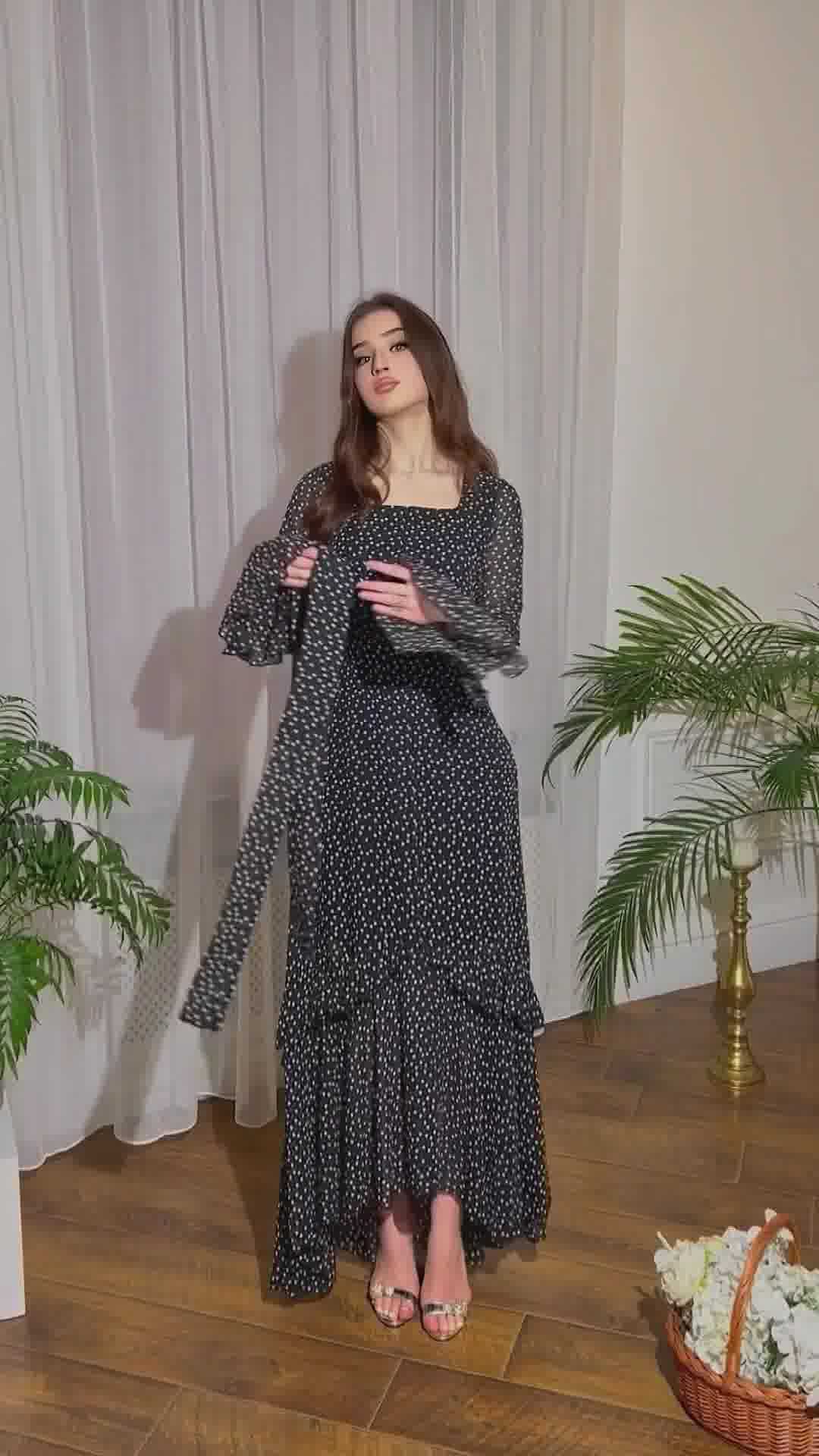 Chiffon patchwork dress side view