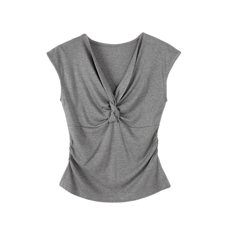 Pure Desire Style Knotted V-Neck Sleeveless Crop Top