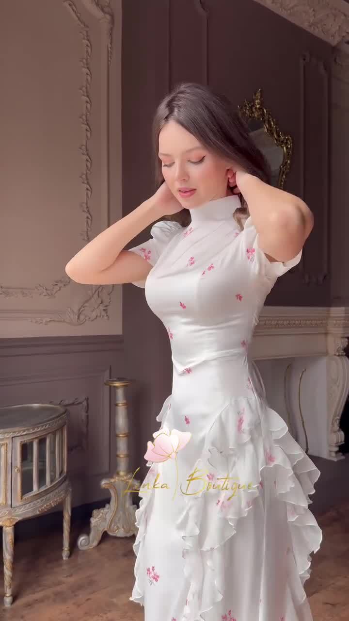 Elegant women dress crochet lace detail
