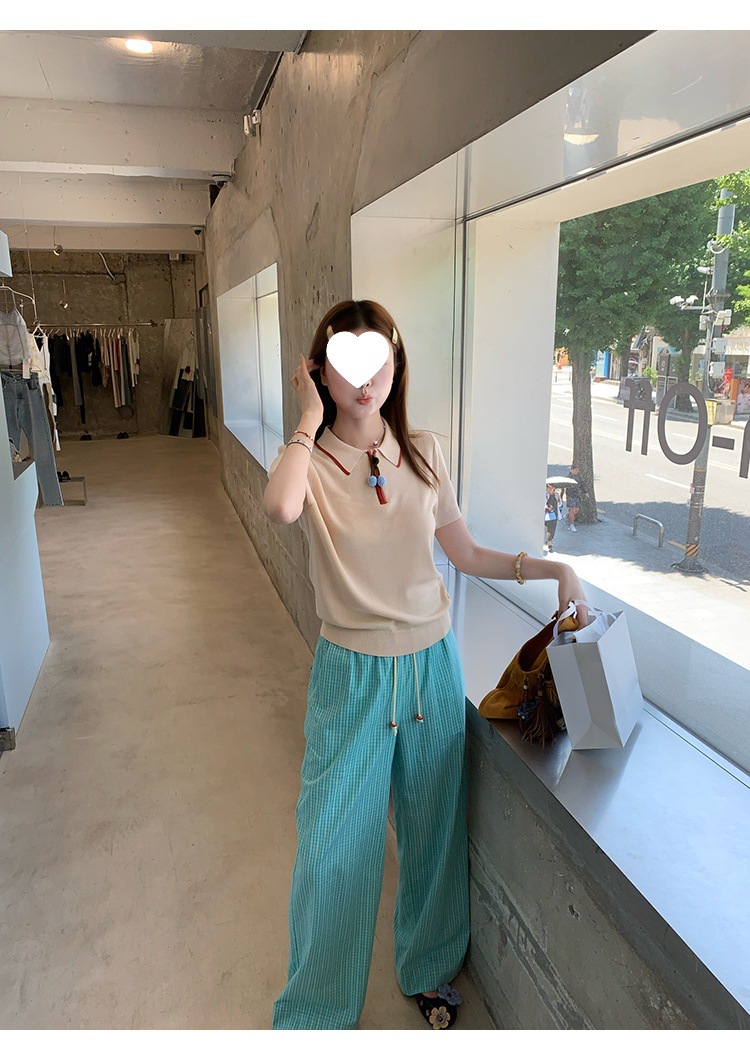 Cherry Color-blocked Polo Knit Shirt with Silk Lyocell Blend DDF3FA8AE403DF7AFA9C4E02C4BB01DD