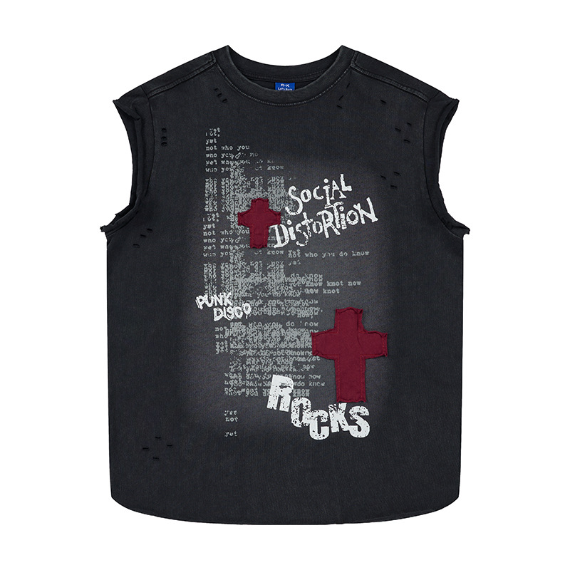 Red sticker cross vest