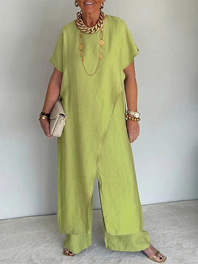 Asymmetric Top Set Fashion Casual Style Women's Outfit Style Two-Piece Set
