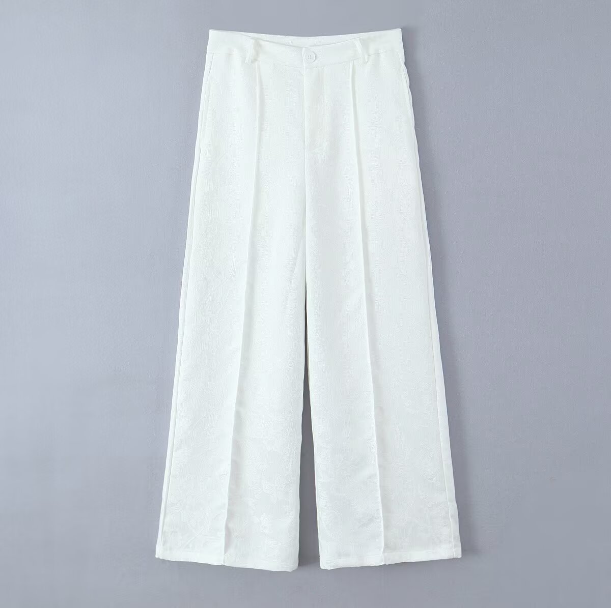 Casual jacquard fabric straight leg pants