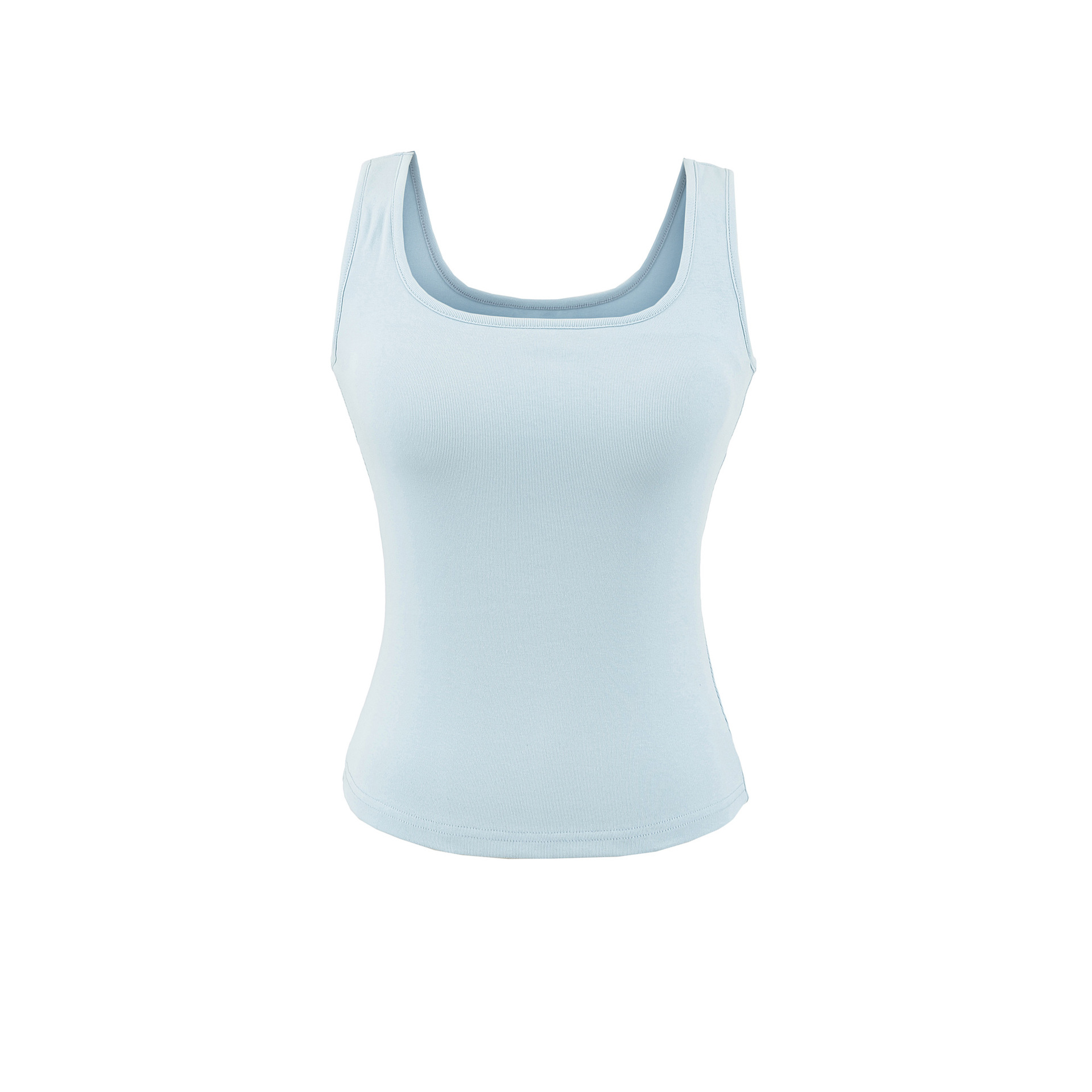 Tank Top with Removable Pads, Wide Shoulder Straps, Knit Crop Top for Women, Sleeveless Inner Layer