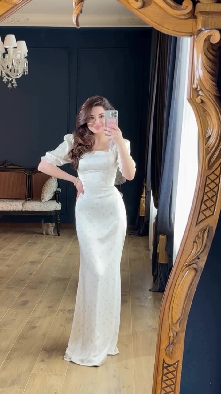 Belted A-line dress on model full length