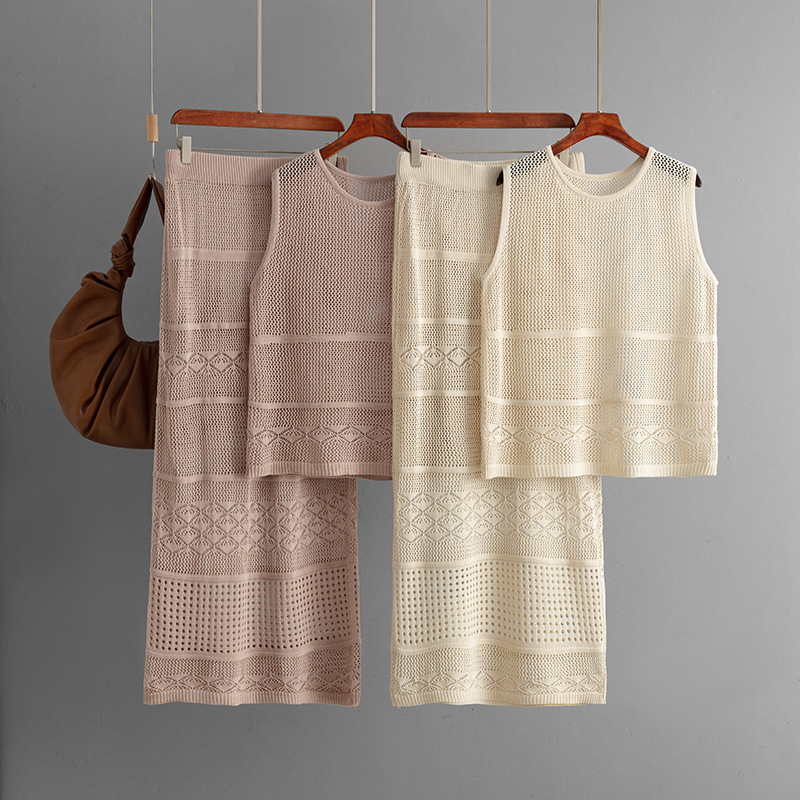Conjunto de punto sin mangas albaricoque