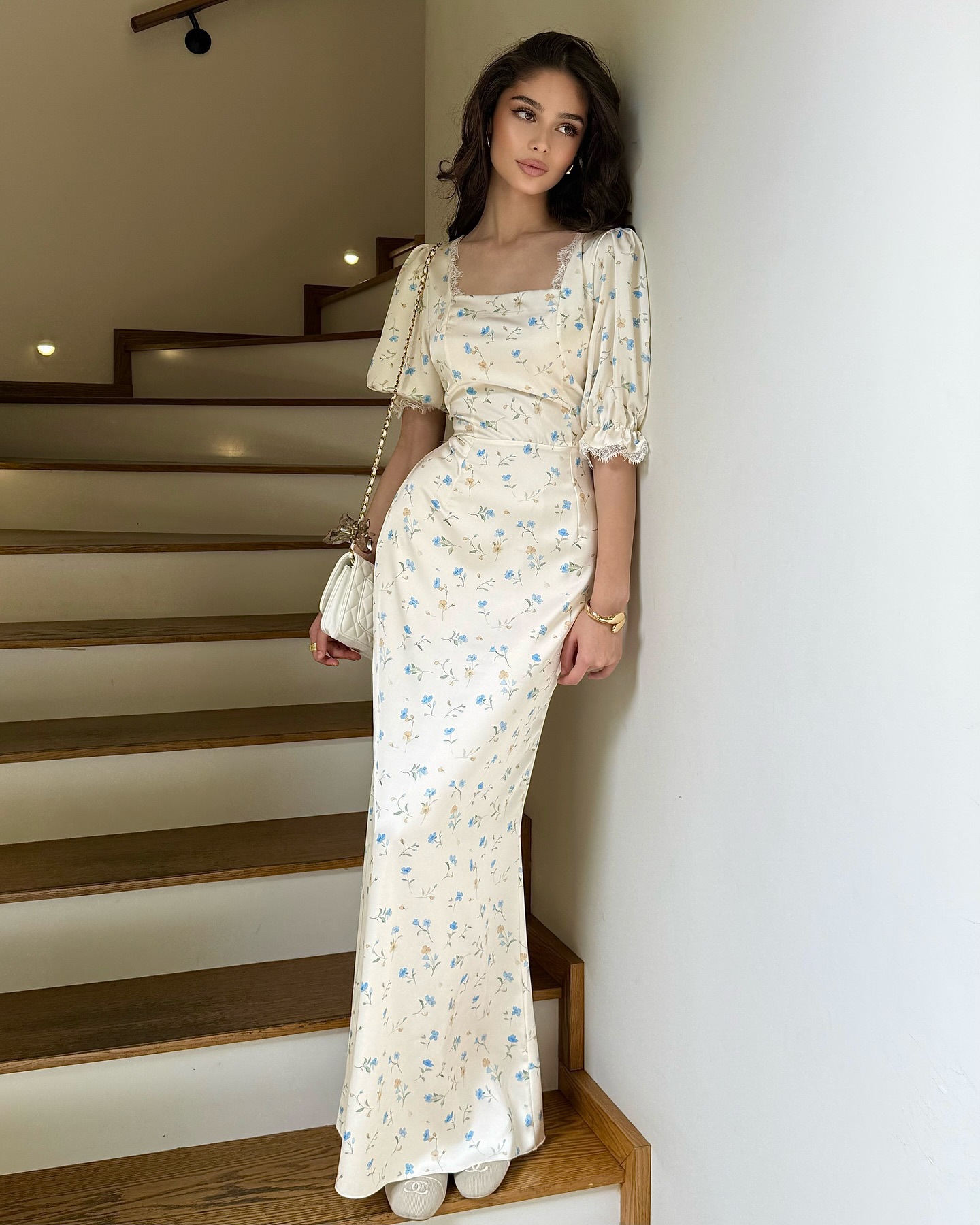 Elegant dress half-high neck close-up